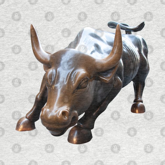 Wall Street Bull in Color by Mackabee Designs